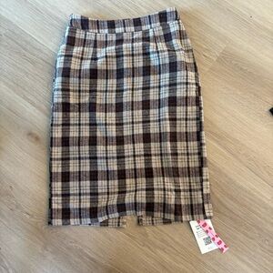 Cider NWT Brown Red Beige Midi Skirt side zip Small